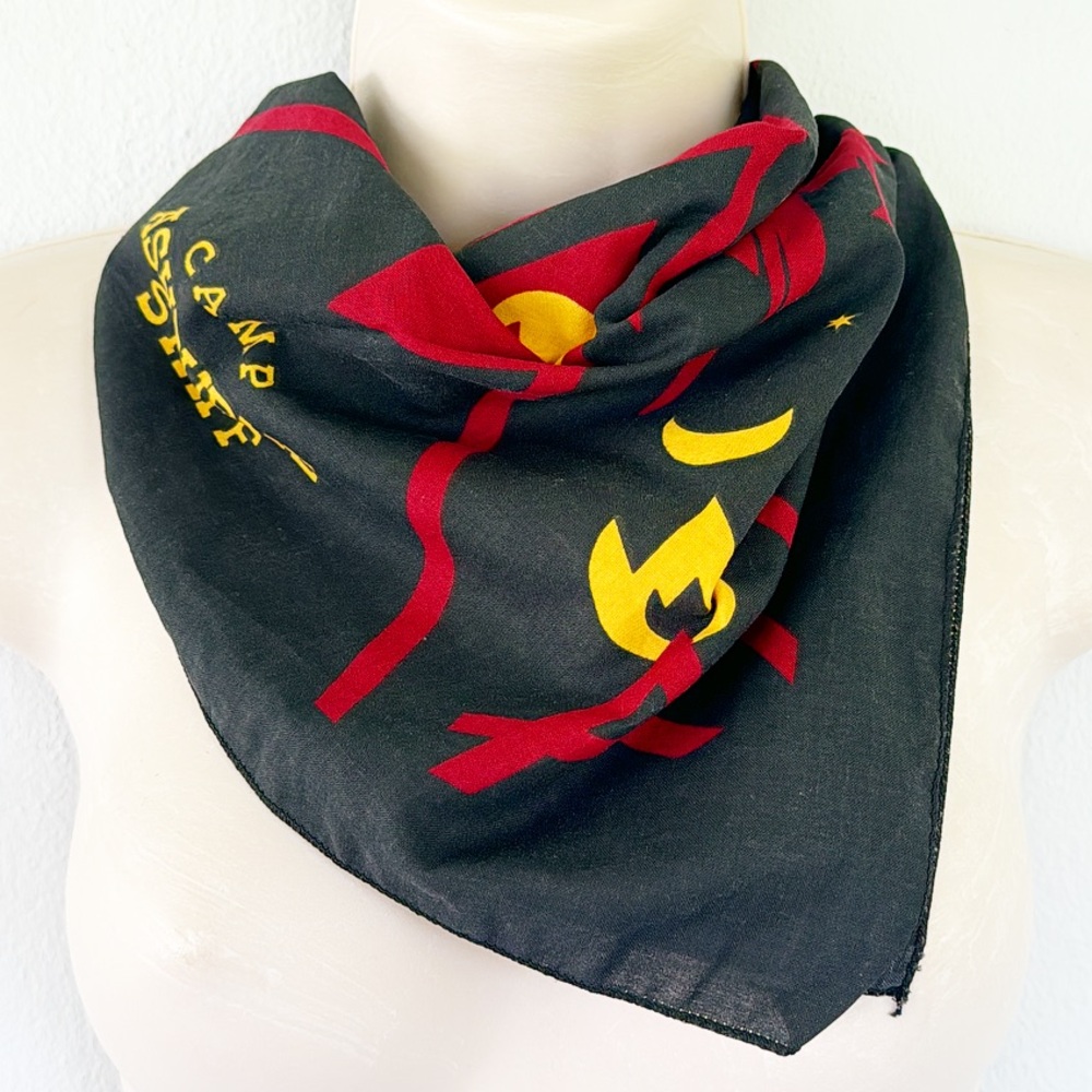 Camp Ashburne Staff black red tribal square cotton handkerchief bandana scarf